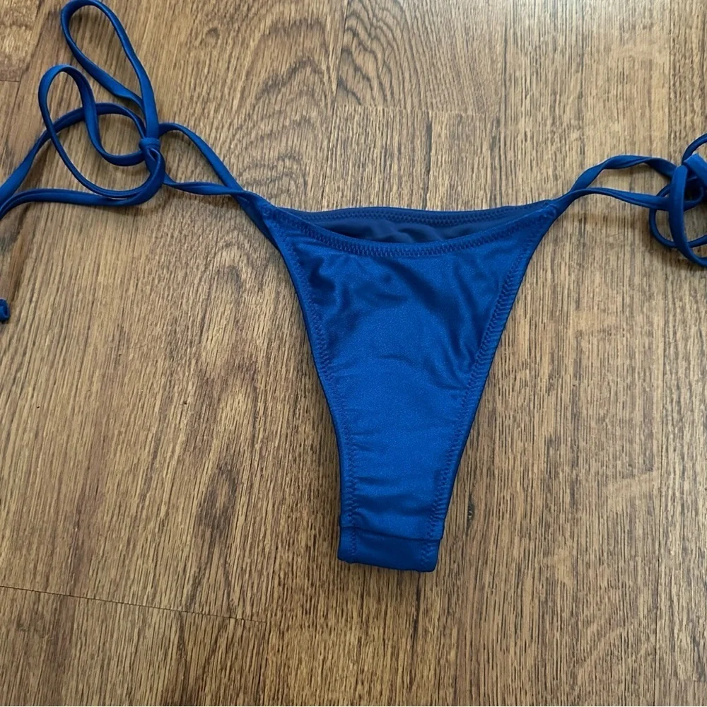 Djerf Avenue Frankie's Bikinis shiny Navy Swimwear bikini bottom sexy medium